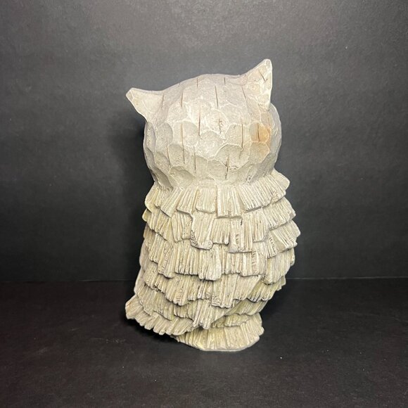 Decorative Grey Resin Rustic Textured Screech Owl Sculpture Statue Figure 6.25" - Picture 3 of 7
